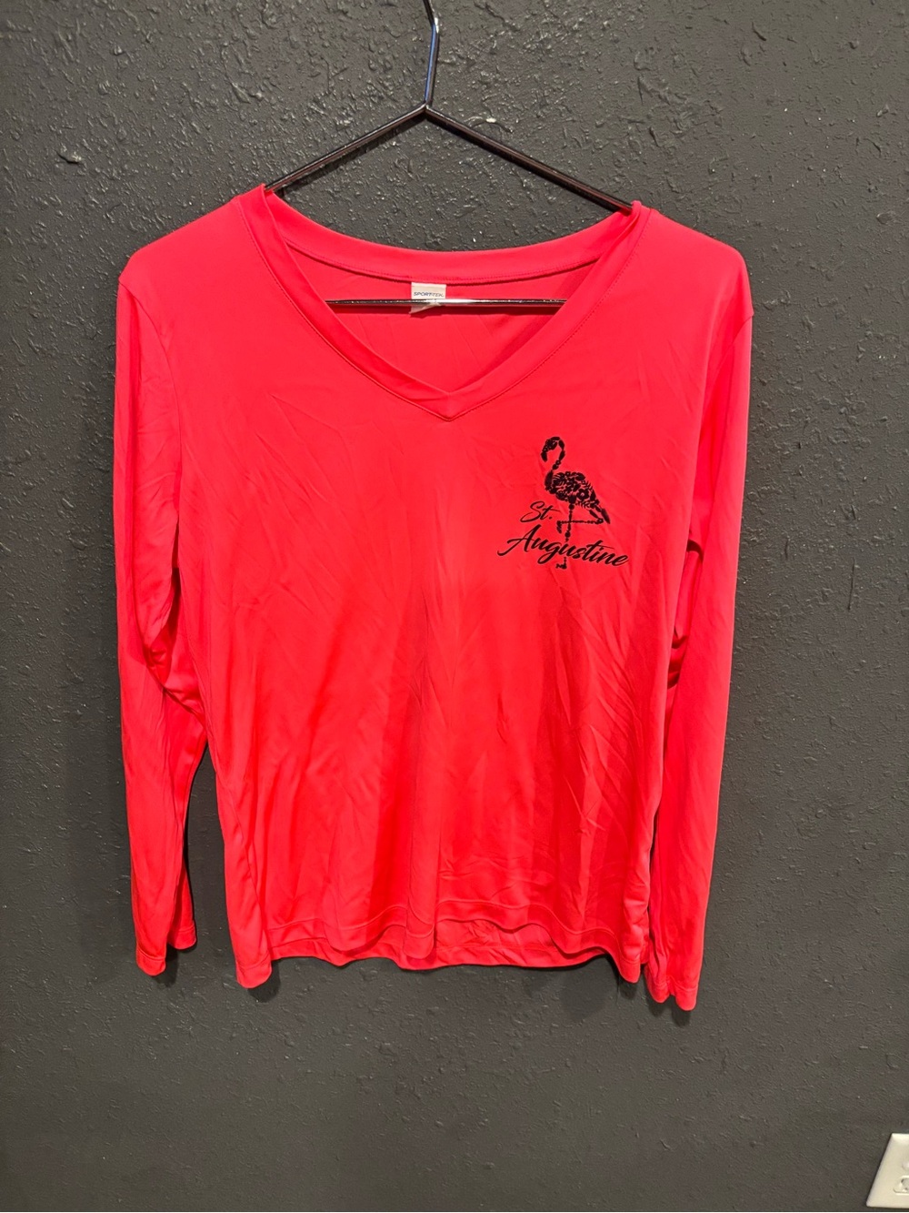 St. Augustine Sport-Tek Women's Long Sleeve V-Neck Top - Bright Coral